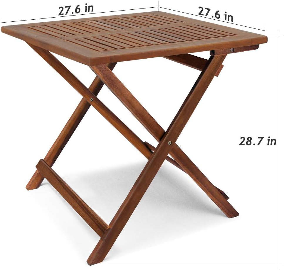 18x18 Inch Acacia Wood Folding Patio Side Table B16066