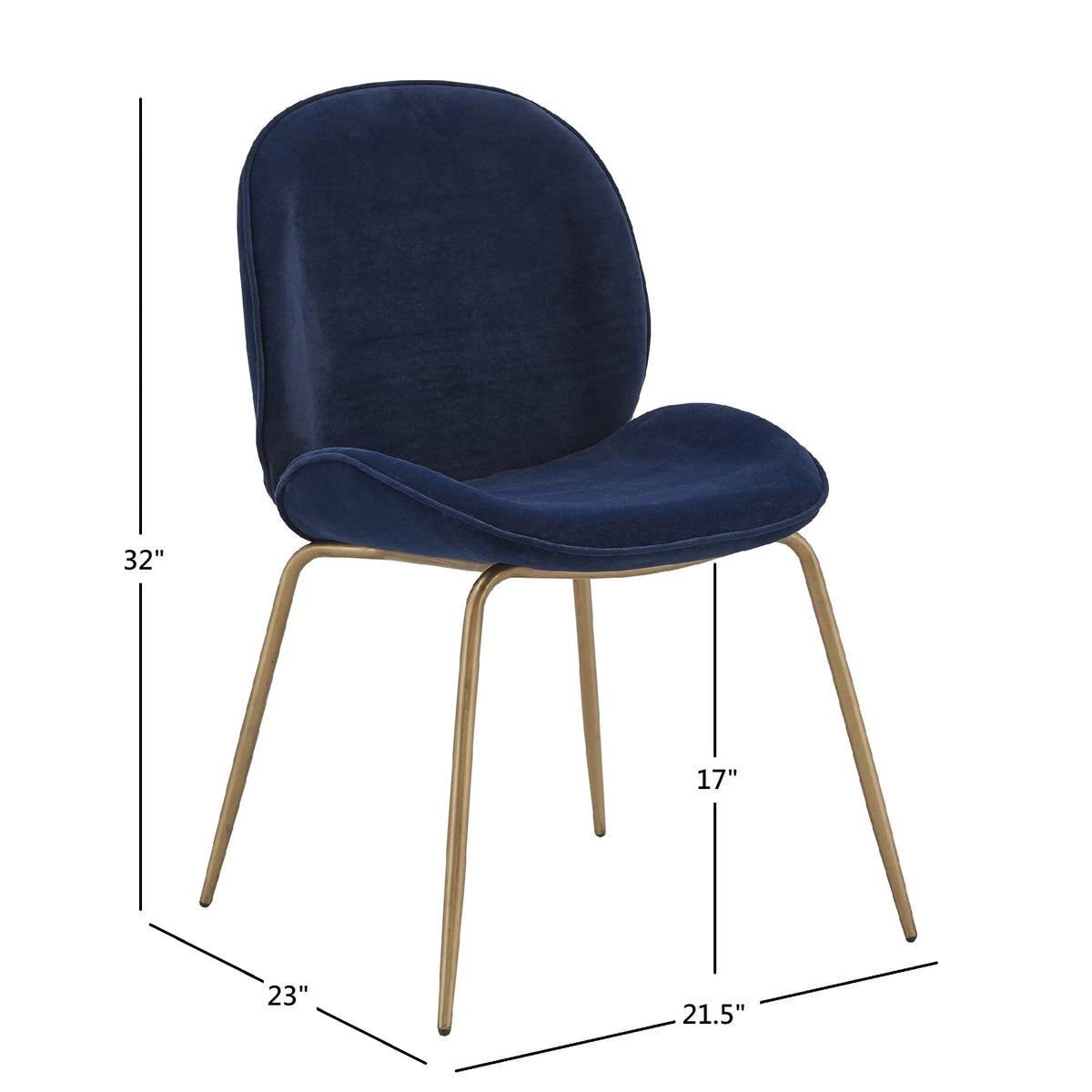 Blue Velvet Upholstered Dining Chair Set of 2 Y9363