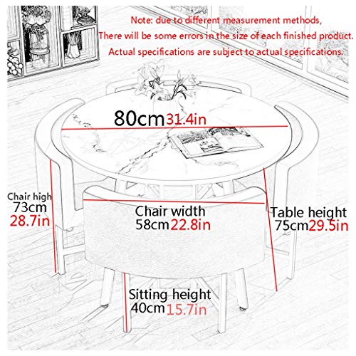 Army Green Round Table and Chair Set with 4 Leather Chairs Z912195