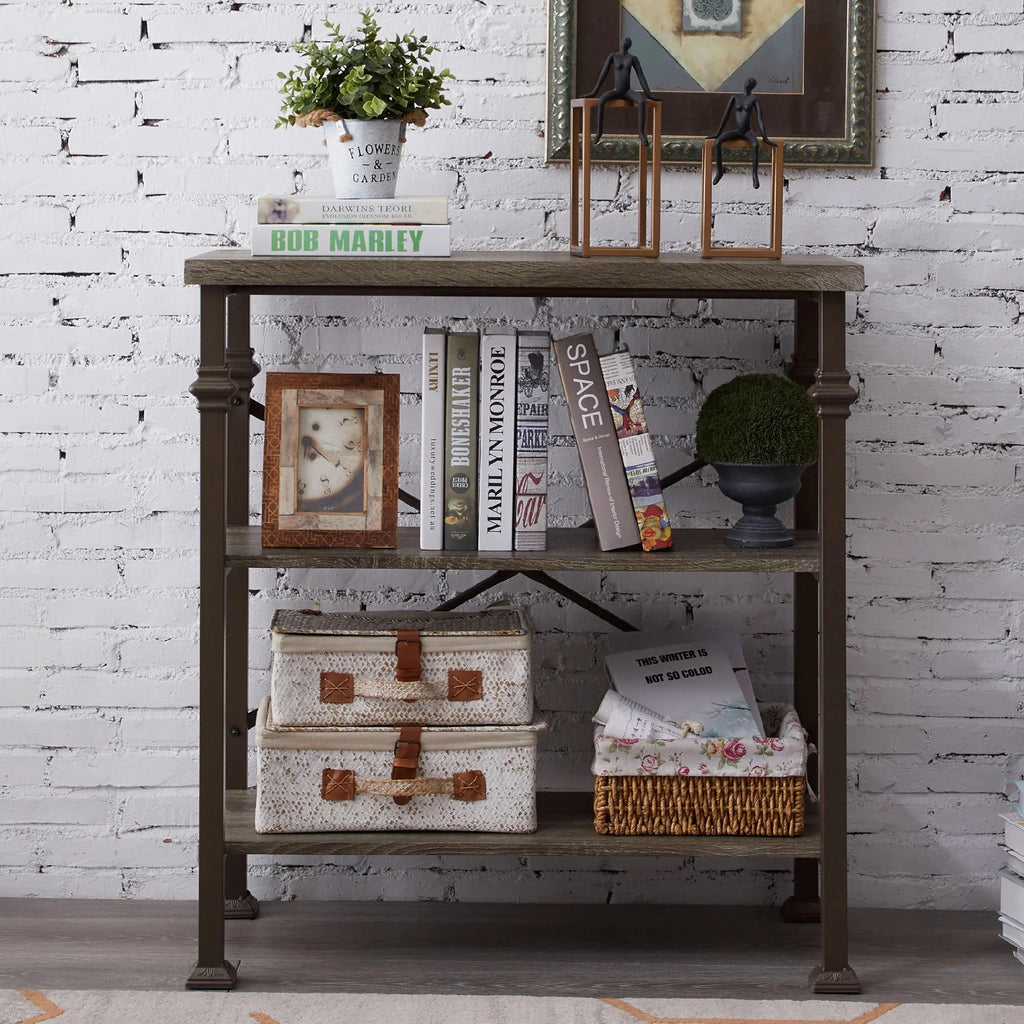 3-Tier Rustic Industrial Bookshelf C9455