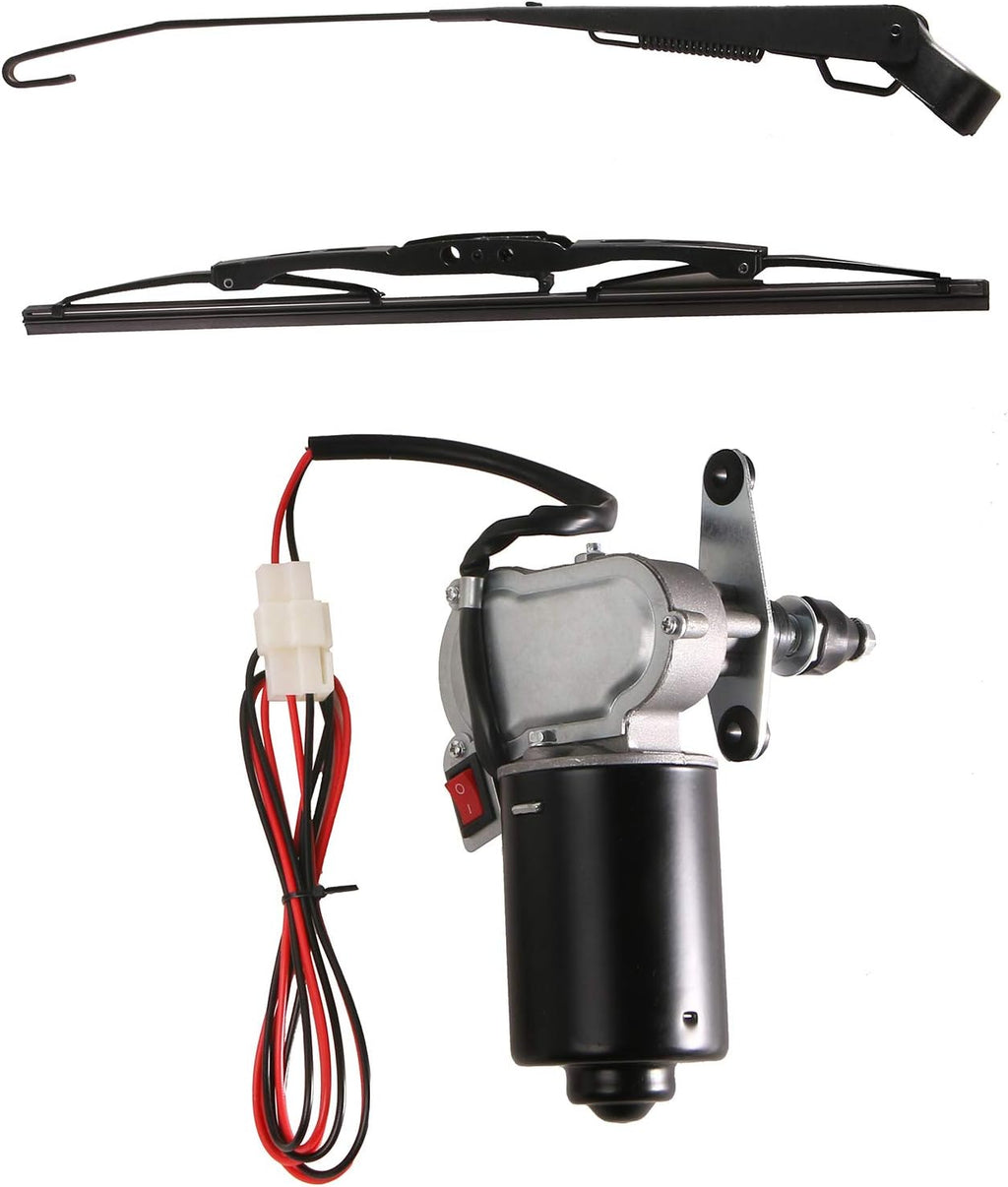 12V Universal Electric Windshield Wiper Motor Kit with 15.7" Blade Pack of 2 H25972