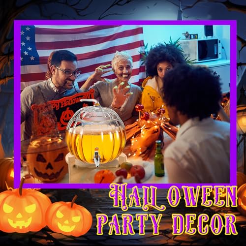 2 Gallon Glass Pumpkin Drink Dispenser with Wooden Stand Y213