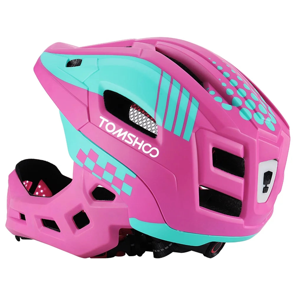 Kid Bike Full Face Helmet with Taillight and Detachable Chin Guard W7126