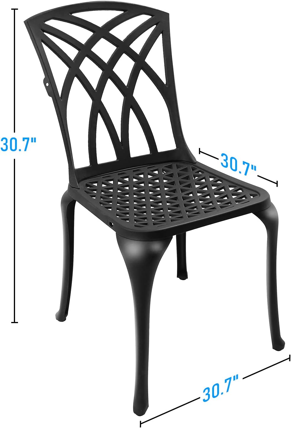 Black Cast Aluminum Outdoor Dining Arm Chairs, Set of 4 Y3555