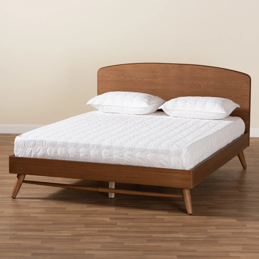 Queen Walnut Brown Engineered Wood Platform Bed R2082