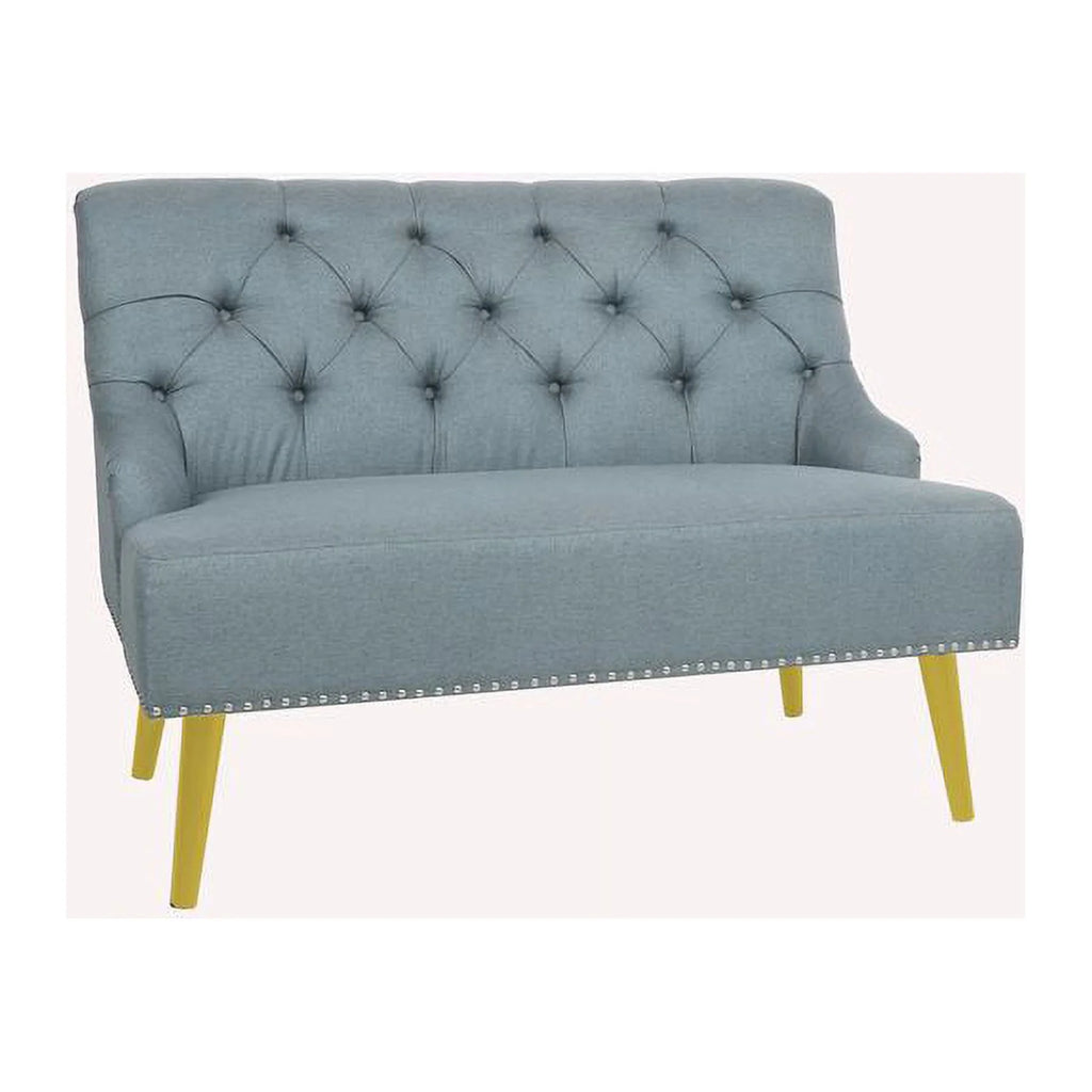 Light Blue Fabric Armless Loveseat H7158