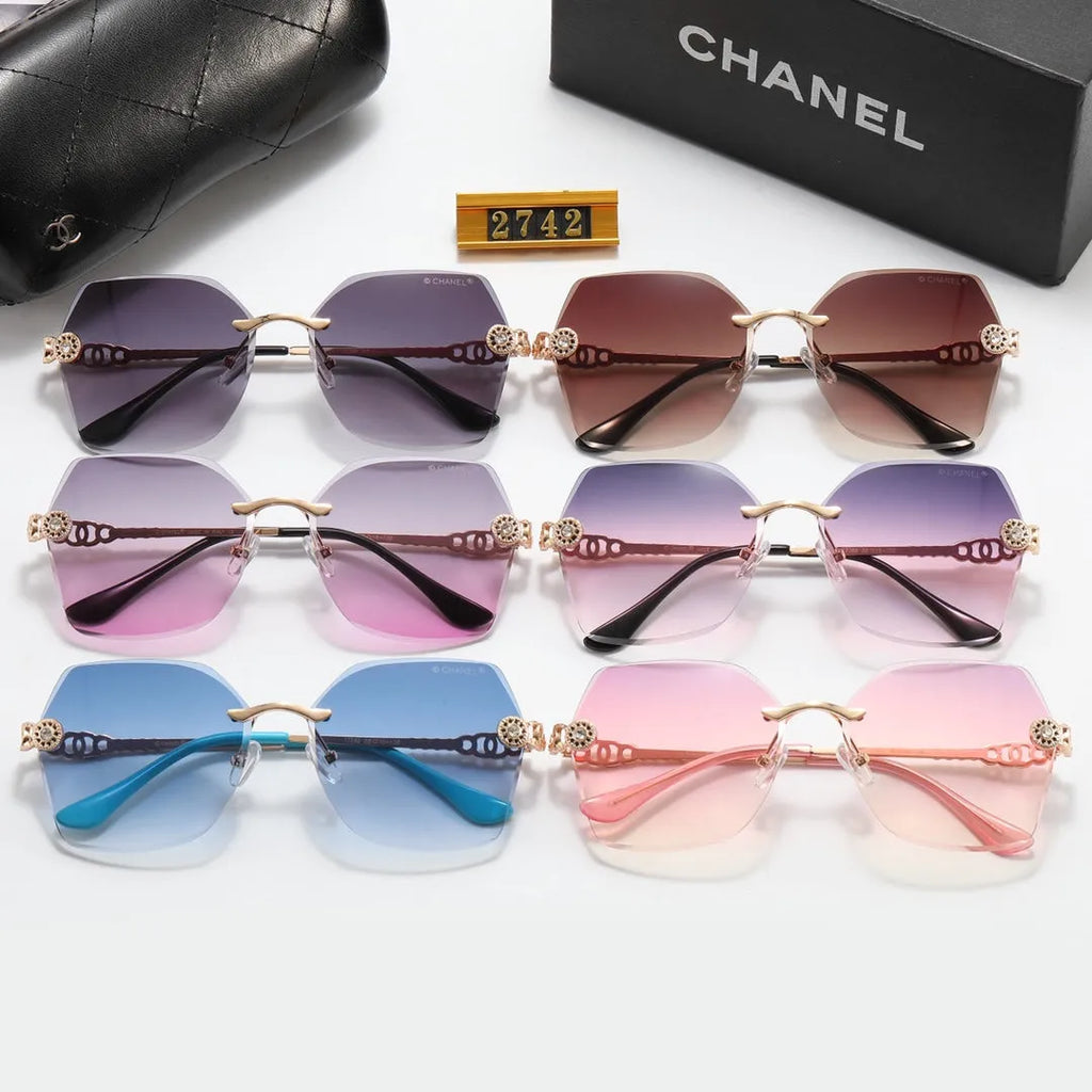 Frameless Rhinestone Flower Polarized Sunglasses O52604