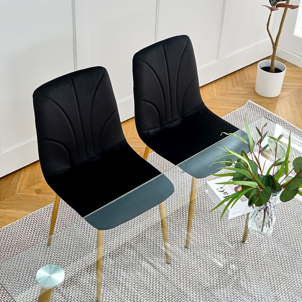 Black Dining Chair with Gold Metal Legs Set of 4 L647385