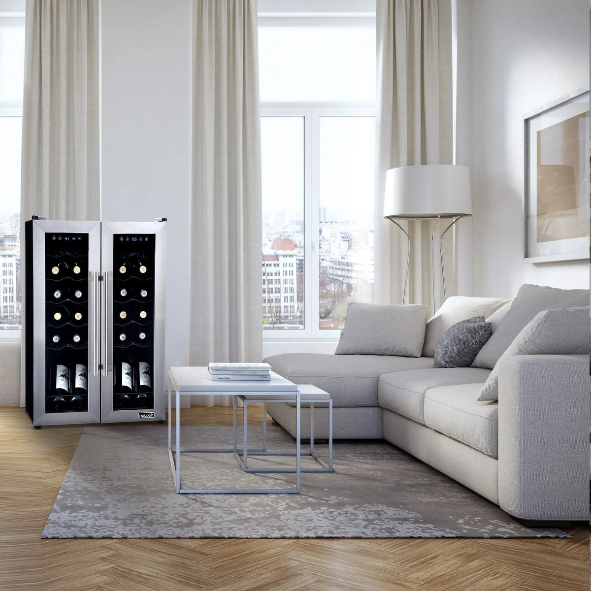 24 Bottle Dual Temperature Zone Wine Cooler Refrigerator Q813