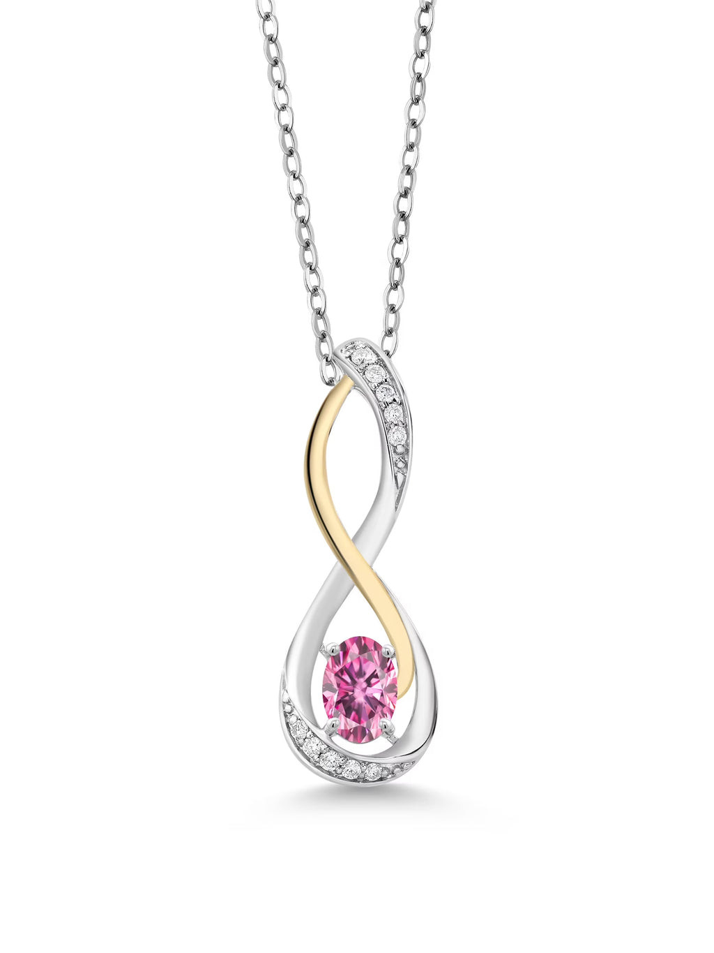 Pink Moissanite Lab Grown Diamond Infinity Pendant Necklace with Chain U70083