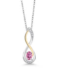 Pink Moissanite Lab Grown Diamond Infinity Pendant Necklace with Chain U70083