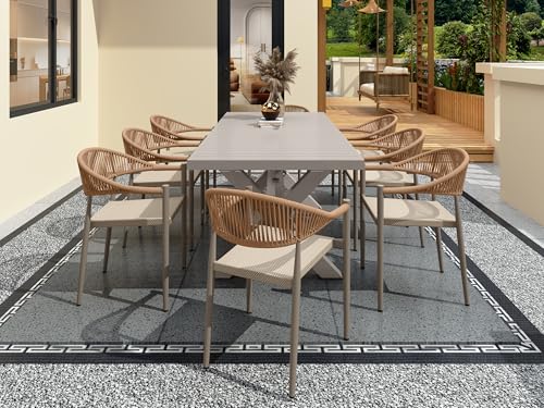 Aluminum Extendable Outdoor Dining Table for 8 with Umbrella Hole R9335