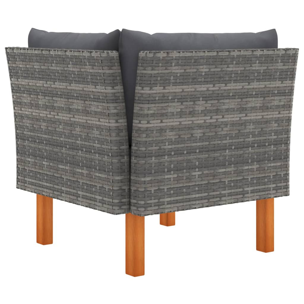 Corner Sofa Poly Rattan and Solid Eucalyptus Wood T8816
