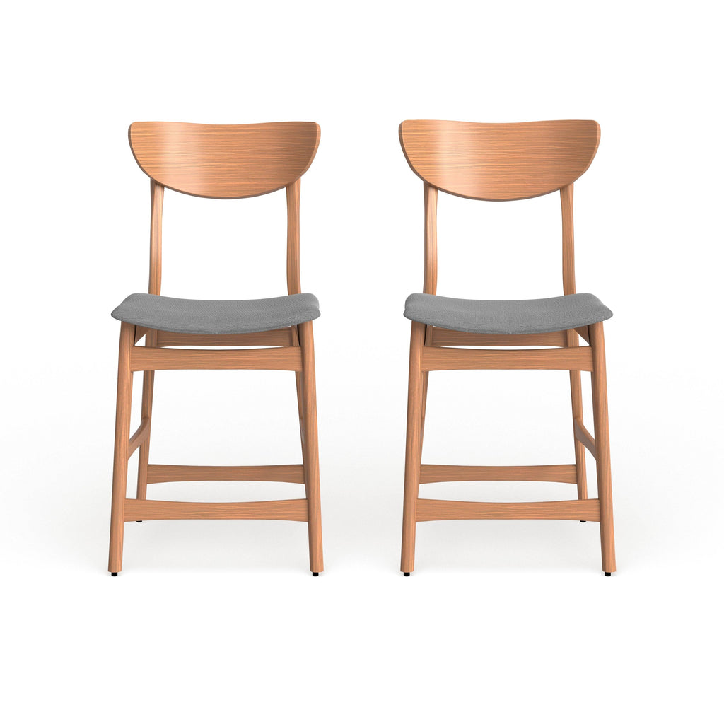 Light Beige Natural Walnut Wood Counter Stool Set of 2 J713025