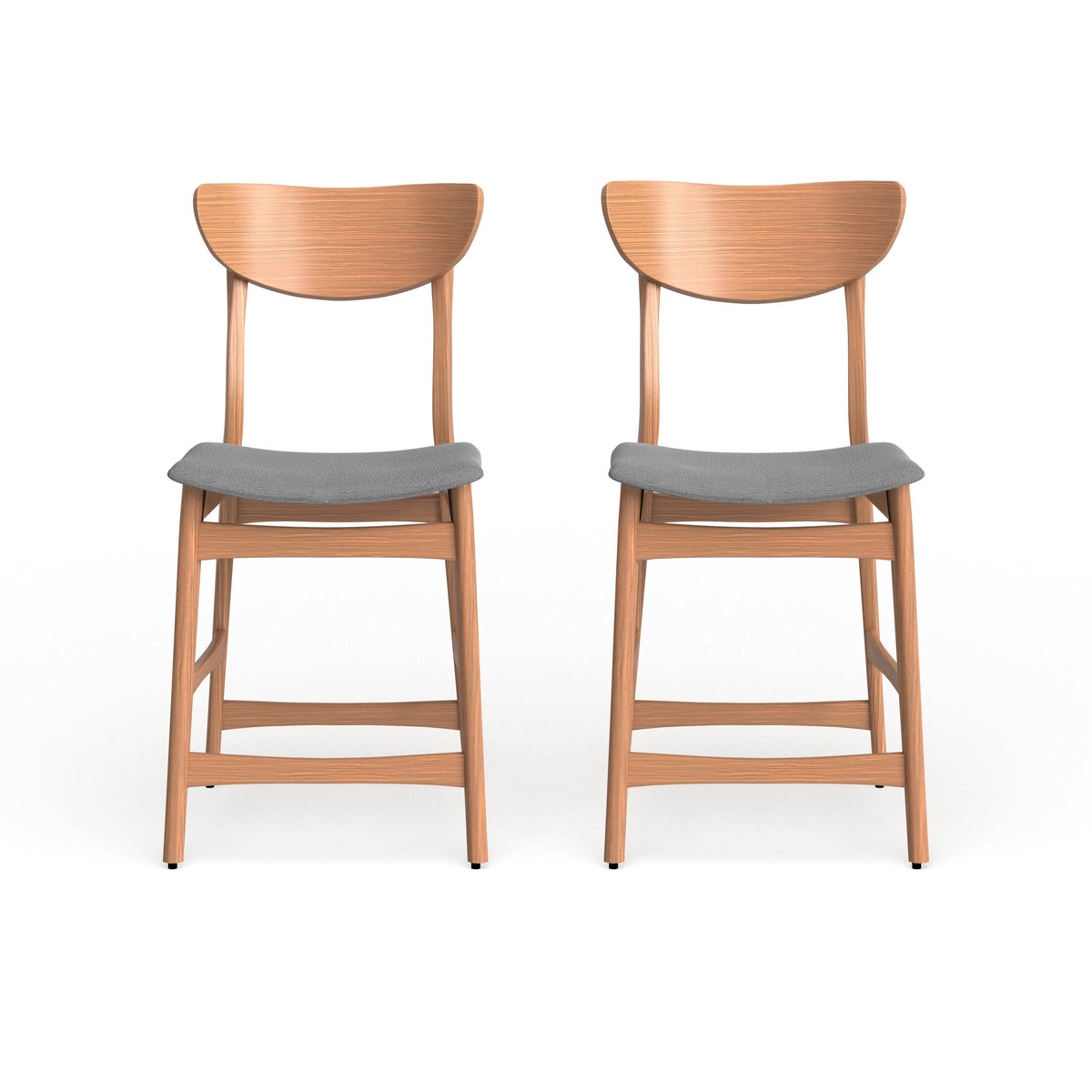 Light Beige Natural Walnut Wood Counter Stool Set of 2 J713025