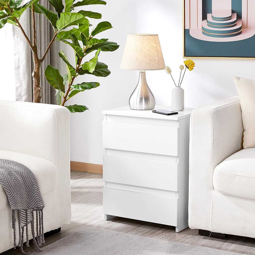 White 3 Drawer Wooden Nightstand L671480