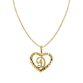 14k Yellow Gold Diamond-Cut Heart-Shaped Initial Letter Pendant with Rolo Chain L4995