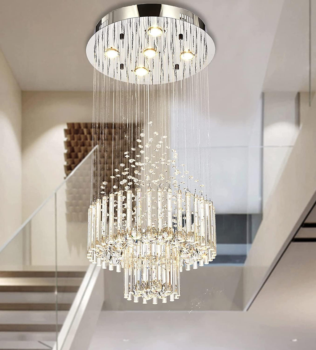 Crystal Raindrop 5-Lights Flush Mount Chandelier O74815