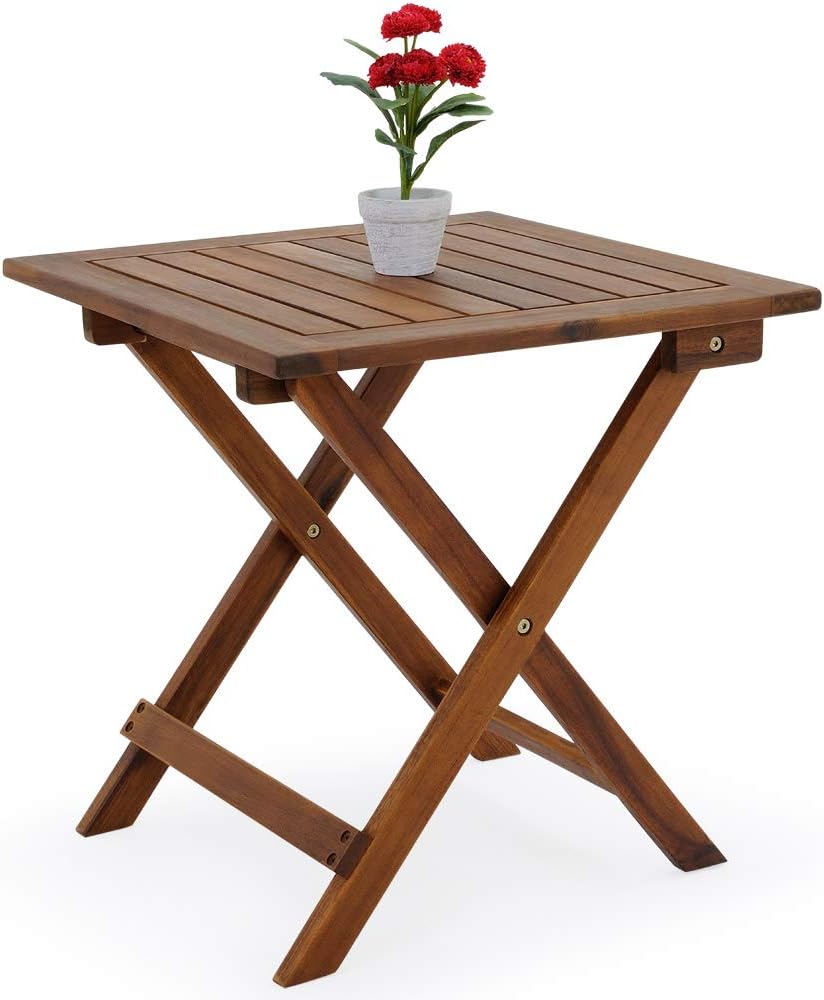 18x18 Inch Acacia Wood Folding Patio Side Table B16066