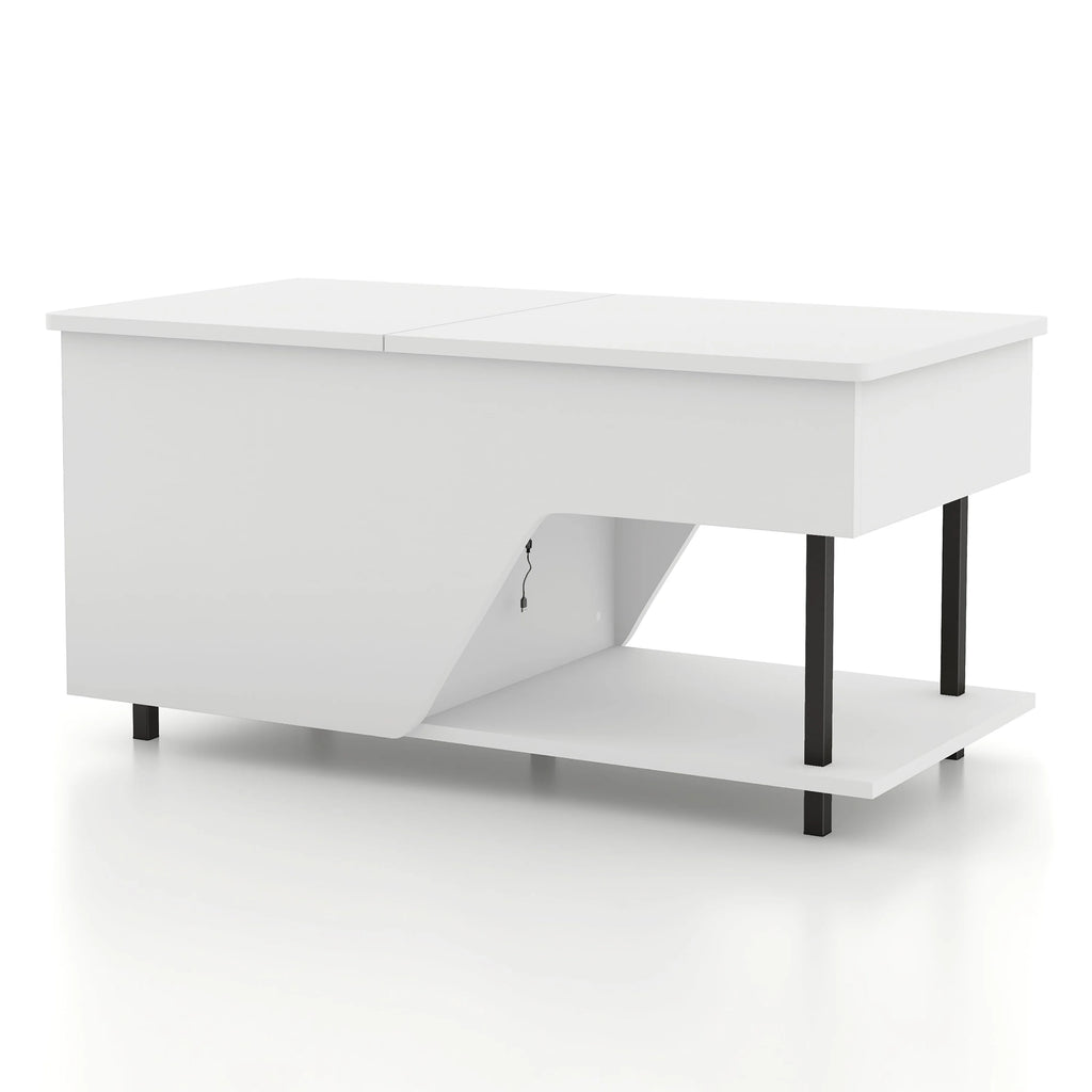 White Lift Top Storage Coffee Table with LED Light T7394