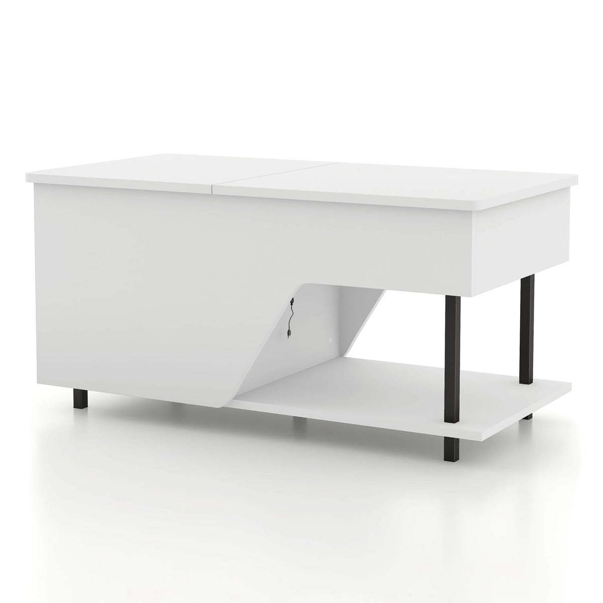 White Lift Top Storage Coffee Table with LED Light T7394