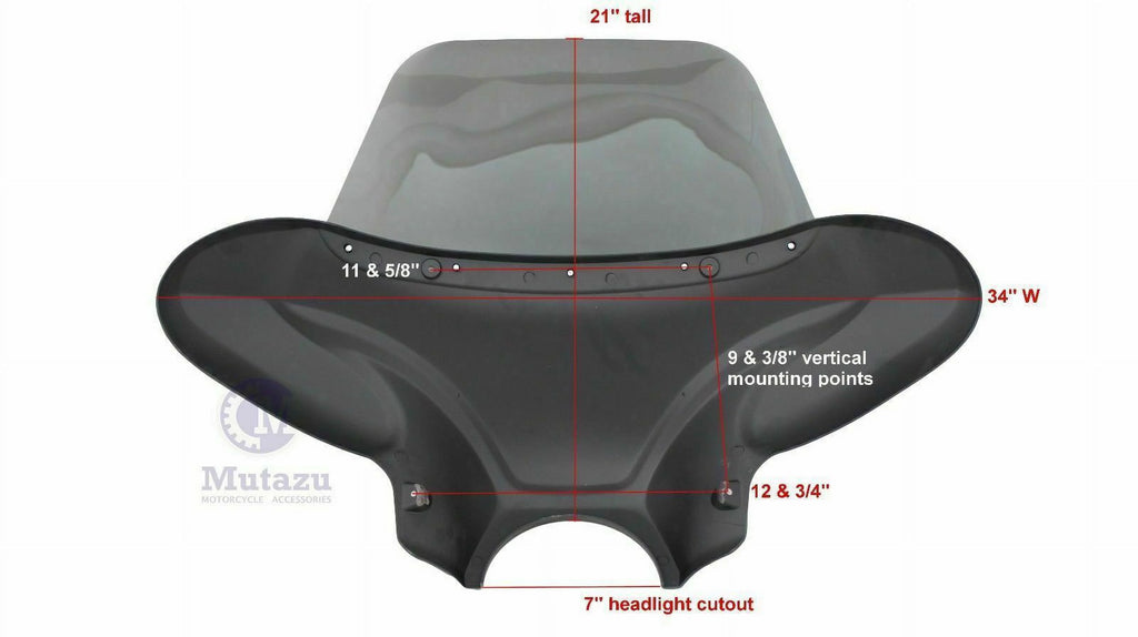 34" Red Cruiser Front Batwing Fairing with Tinted Windshield R718147