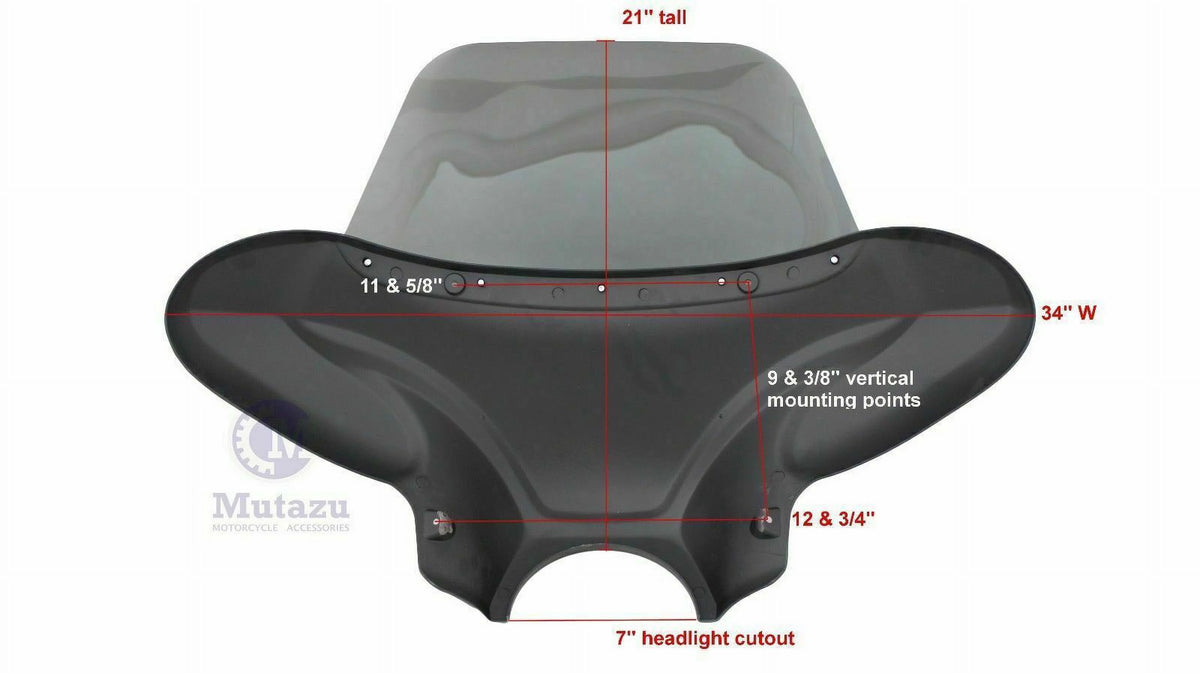 34" Red Cruiser Front Batwing Fairing with Tinted Windshield R718147