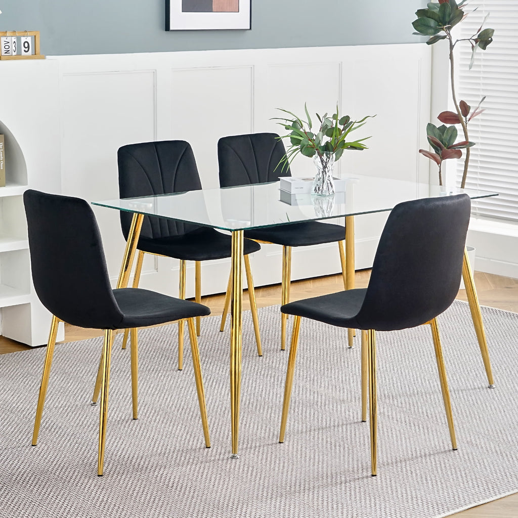 Black Dining Chair with Gold Metal Legs Set of 4 L647385