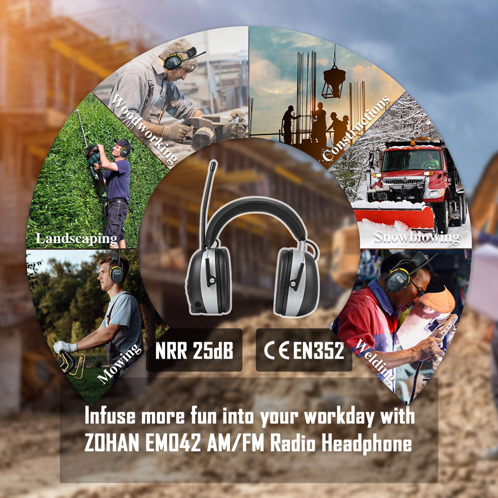 AM/FM Radio Headphone with Digital Display, Noise Reduction Earmuffs R955