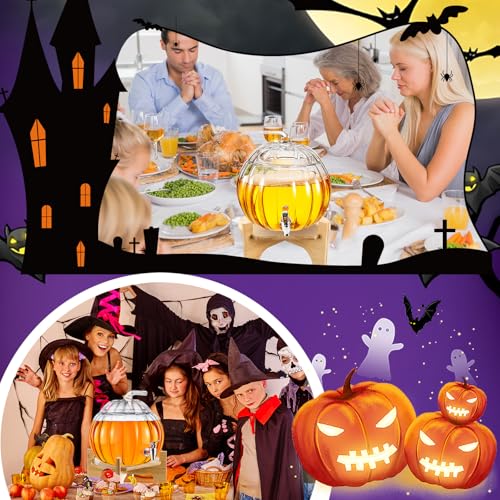 2 Gallon Glass Pumpkin Drink Dispenser with Wooden Stand Y213