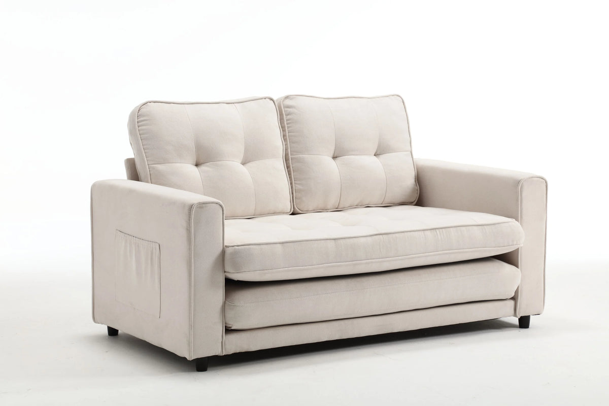 Convertible 3 Fold Velvet Linen Sofa Bed Y55482