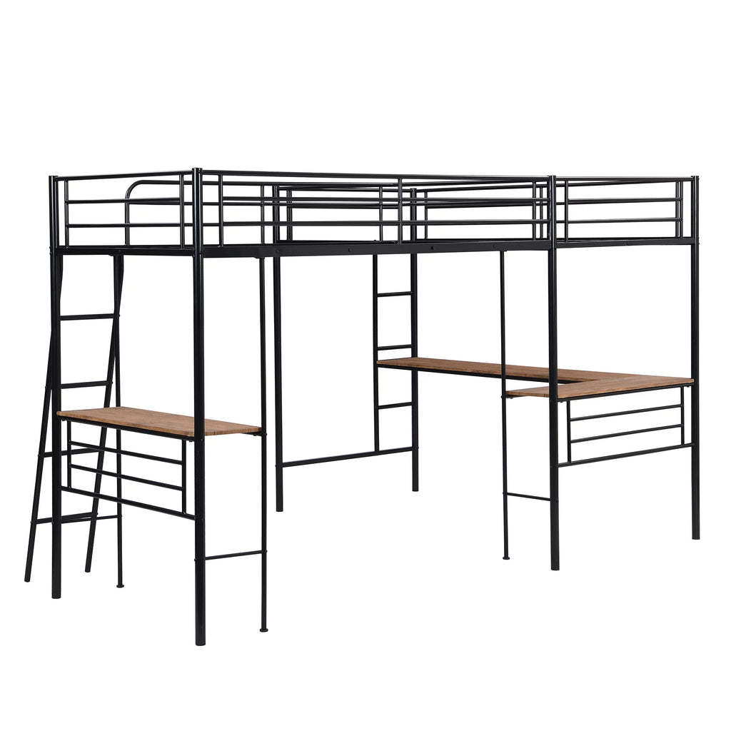 Twin Metal Loft Bed with Desk and Ladders R782