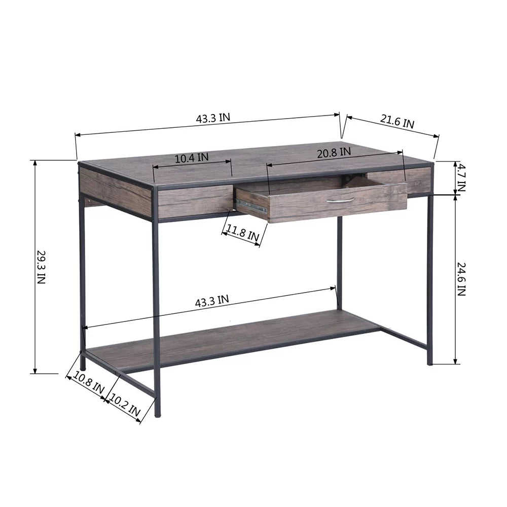 Computer Desk with Drawers and Shelf F687