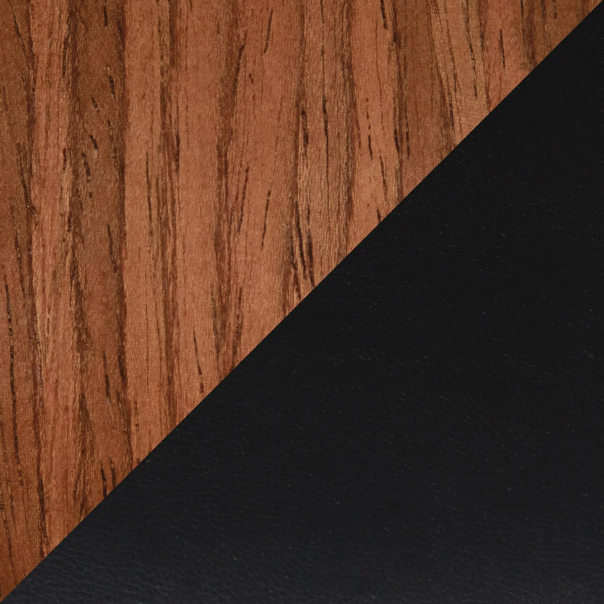 Walnut Wood Black Faux Leather Counter Stool Set of 2 R639195