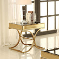 Brass Glass Top End Table Y375413