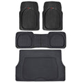 4pc Black Rubber Car Floor Mats Set with Cargo B82967