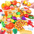 Play Food with Cutting Fruits & Vegetables, Plastic Mini Dishes Shopping Basket and Knife X423485