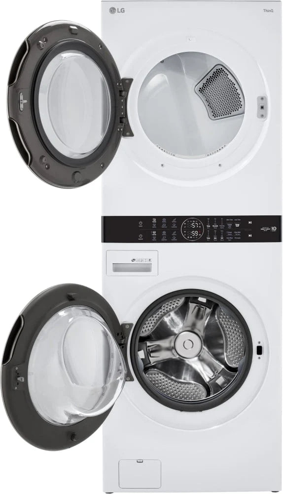White Front Load Washer & Dryer Stacked Unit W9881