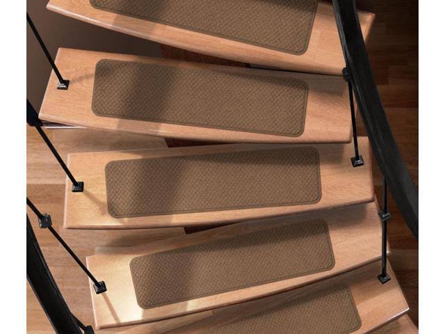 Set of 12 Attachable Carpet Stair Treads - Toffee Brown - 9 in. x 36 in. V970182