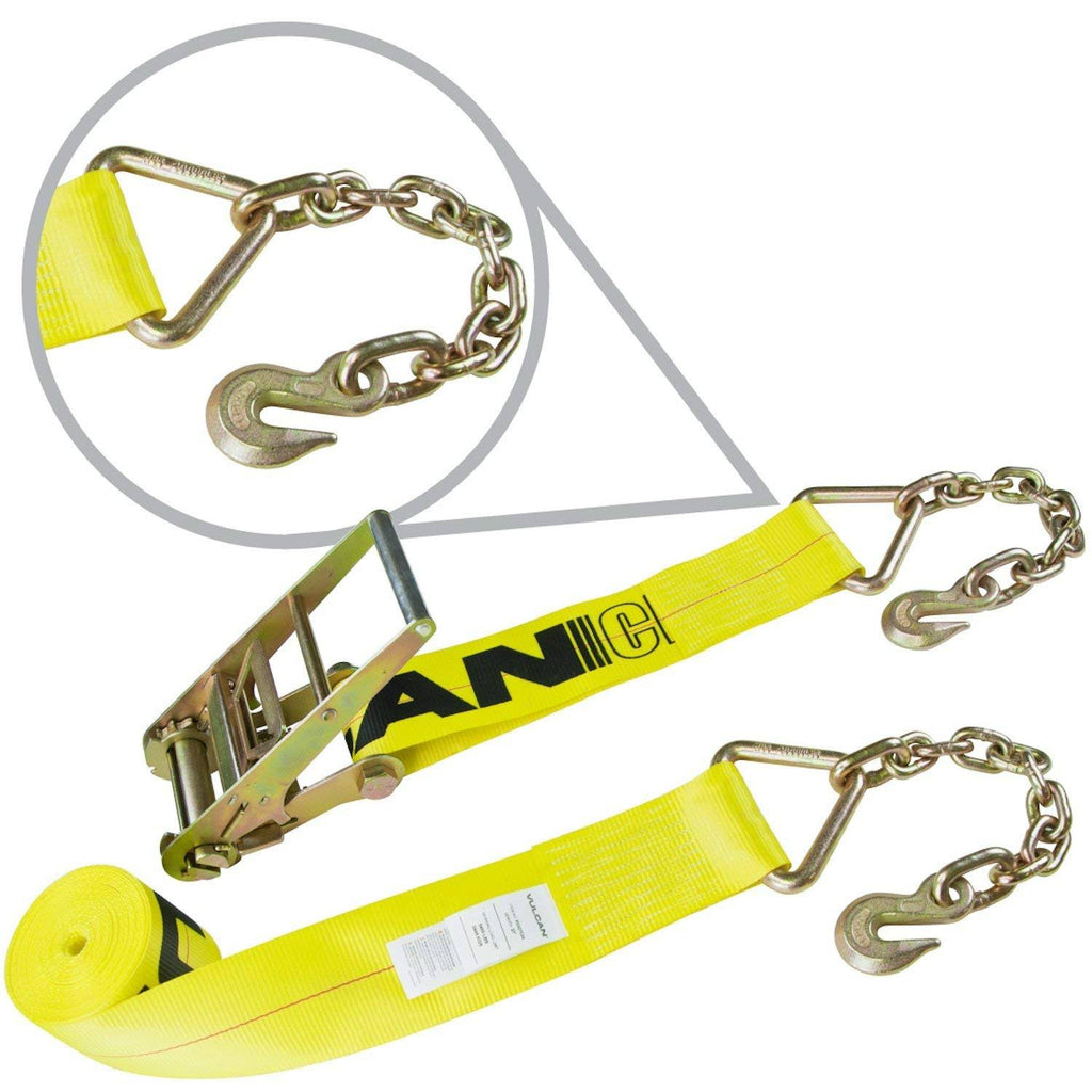 4 inch x 30 Foot Ratchet Strap with Chain Anchors P322