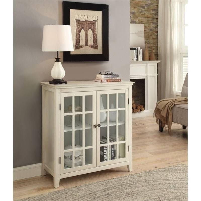 Antique Double Door Curio Cabinet in White P234608
