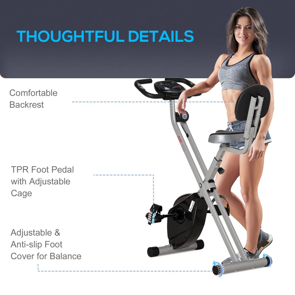 Folding Upright Stationary Indoor Bike with 8 Levels of Magnetic Resistance N5626