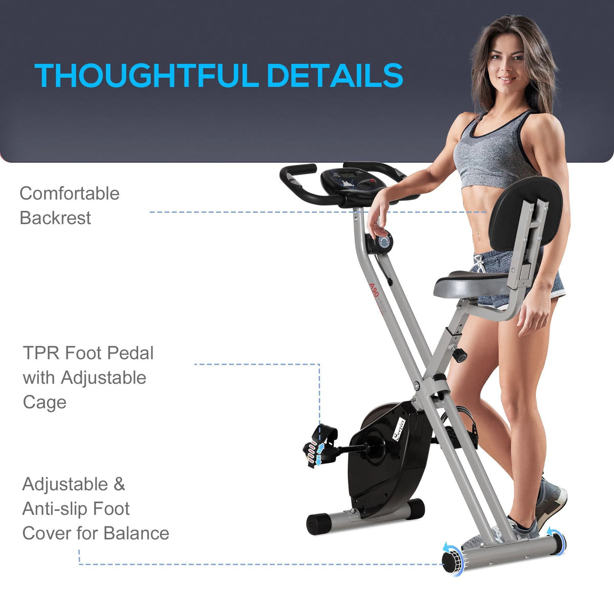 Folding Upright Stationary Indoor Bike with 8 Levels of Magnetic Resistance N5626