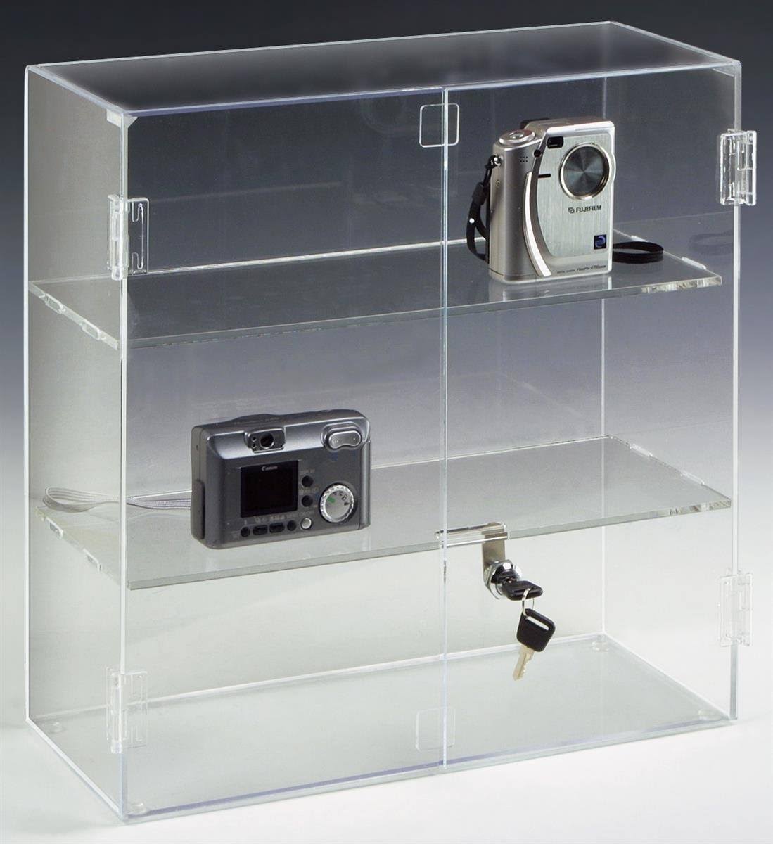 16.5 by 16.25-Inch Countertop Acrylic Display Case with 2 Shelves R322
