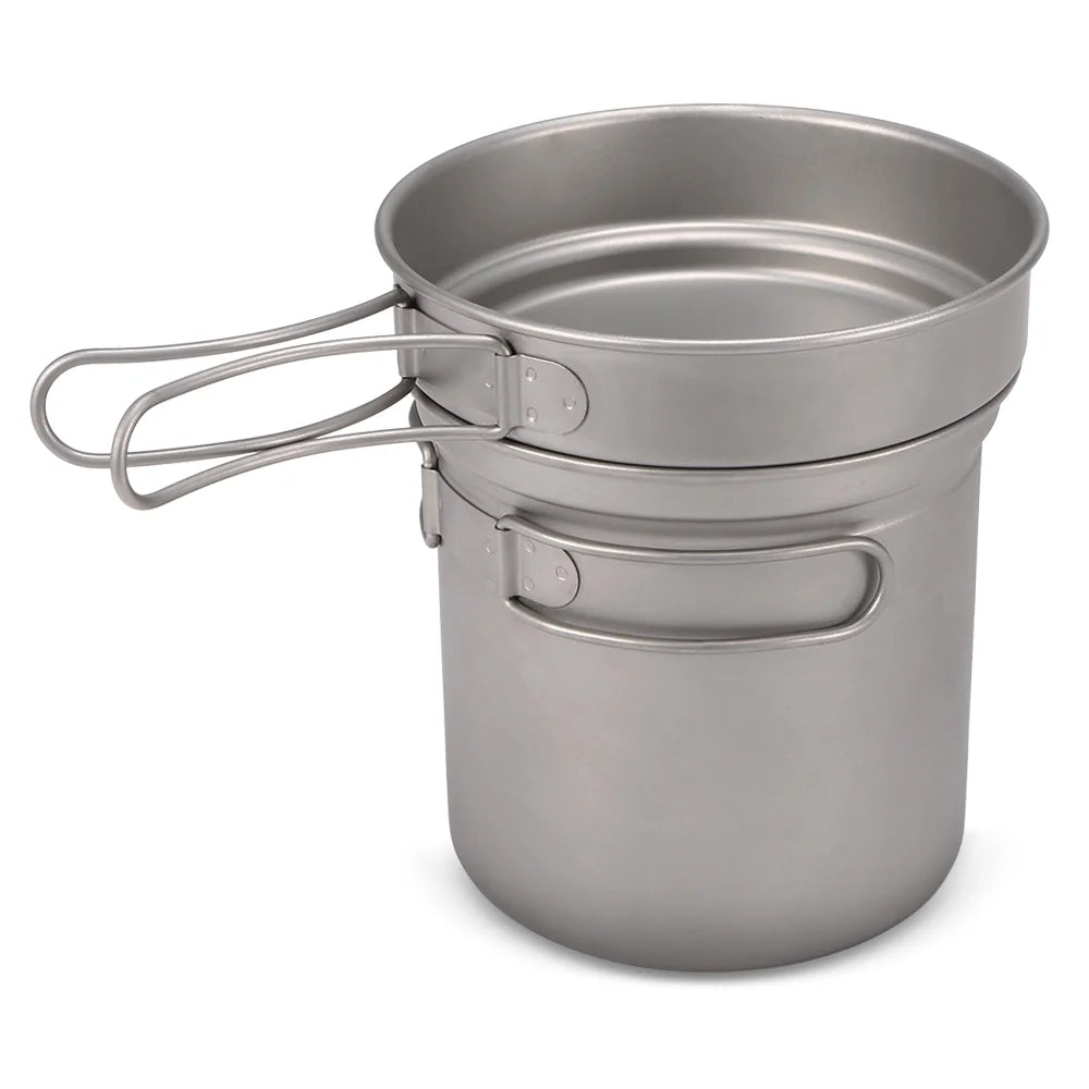 Titanium Cookware Set 1000ml 750ml Pot Pan Spoon Set I97490